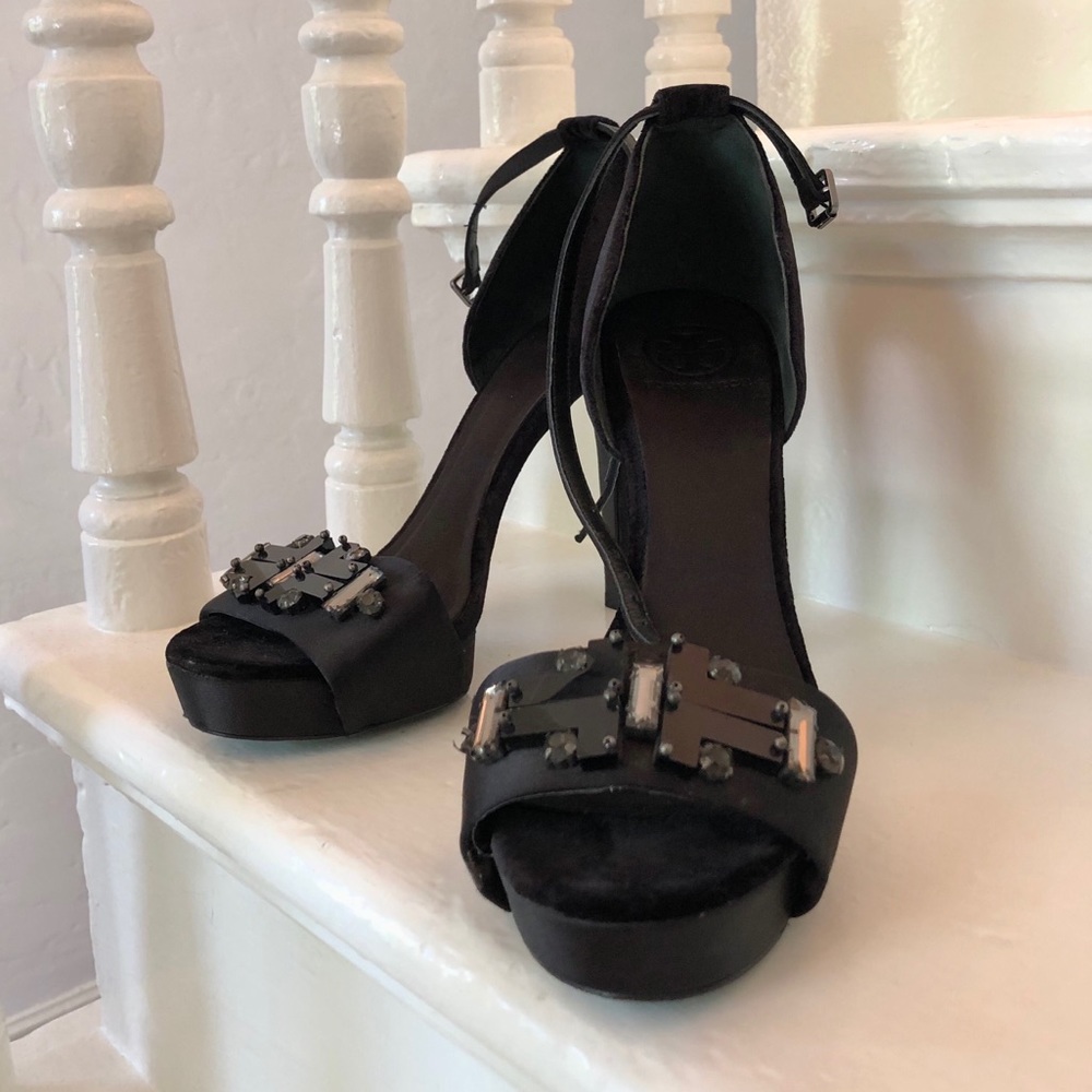 Tory Burch velvet and satin platform heels